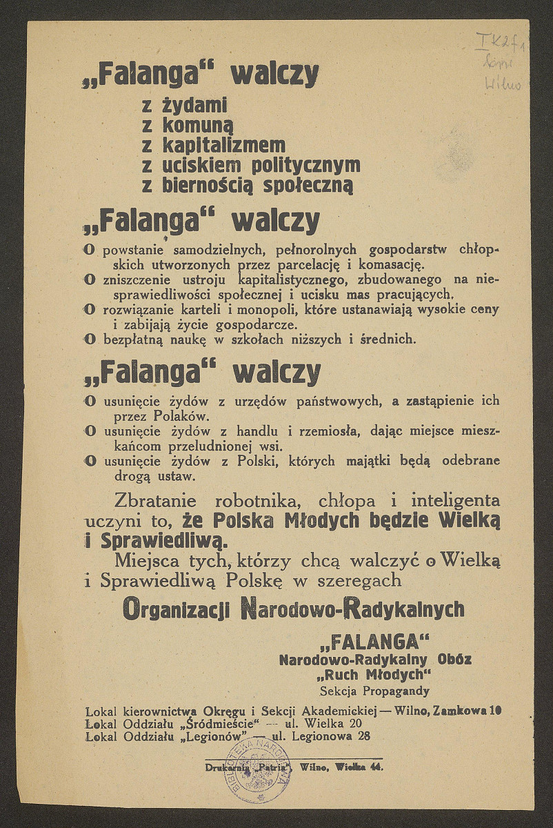 - [Ulotka] [Inc.] Falanga walczy z Żydami, z komuną , z kapitalizmem, z uciskiem politycznym, z biernością społeczną [...] - - 0f670ea7-b660-4b2c-9308-10ec451e1aeb.jpg [1.02 MB]